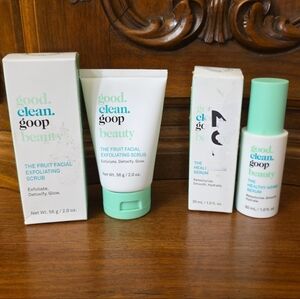 Good Clean. Goop Beauty Fruit Facial Exfoliating Scrub & Healthy Aging Serum-NIB